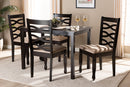Maliyah Sand Fabric Upholstered Espresso Brown 5-Piece Dining Set Baxton