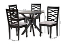Meltem Modern Gray Fabric and Dark Brown 5-Piece Dining Set Baxton