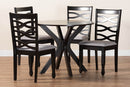 Meltem Modern Gray Fabric and Dark Brown 5-Piece Dining Set Baxton