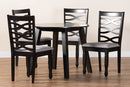 Elias Modern Gray Fabric and Dark Brown 5-Piece Dining Set Baxton