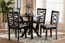 Betiana Modern Gray Fabric and Dark Brown 5-Piece Dining Set Baxton