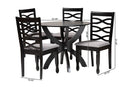 Darien Modern Gray Fabric and Dark Brown 5-Piece Dining Set Baxton