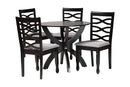 Darien Modern Gray Fabric and Dark Brown 5-Piece Dining Set Baxton