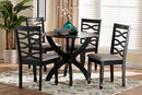 Darien Modern Gray Fabric and Dark Brown 5-Piece Dining Set Baxton