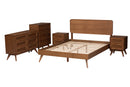 Castello Walnut Brown Full Size 5-Piece Bedroom Set Baxton