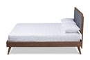Lisette Dark Gray Fabric Walnut Brown Full Size Platform Bed Baxton