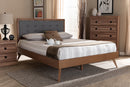 Lisette Dark Gray Fabric Walnut Brown Full Size Platform Bed Baxton
