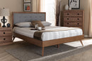 Lisette Light Gray Fabric Upholstered Walnut Brown King Bed Baxton
