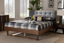 Simone Dark Gray Fabric Ash Walnut Full Size Platform Bed Baxton