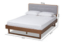 Simone Light Gray Fabric Ash Walnut Full Size Platform Bed Baxton