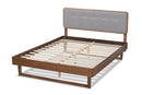 Simone Light Gray Fabric Ash Walnut King Size Platform Bed Baxton