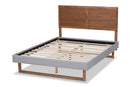 Aithan Light Gray Fabric Ash Walnut Brown King Size Platform Bed Baxton