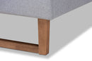 Aithan Light Gray Fabric Ash Walnut Brown King Size Platform Bed Baxton