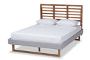 Jasper Light Gray Fabric Ash Walnut Brown Full Size Platform Bed Baxton