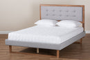 Tamsin Light Gray Fabric Ash Walnut Brown King Size Platform Bed Baxton