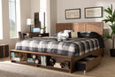 Svante Ash Walnut Brown King Size 4-Drawer Platform Storage Bed w/Shelves Baxton