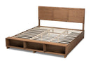 Svante Ash Walnut Brown King Size 4-Drawer Platform Storage Bed w/Shelves Baxton