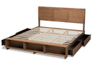 Svante Ash Walnut Brown King Size 4-Drawer Platform Storage Bed w/Shelves Baxton