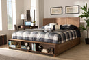 Svante Ash Walnut Brown King Size 4-Drawer Platform Storage Bed w/Shelves Baxton