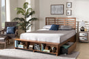 Harlow Ash Walnut Brown 4-Drawer King Size Platform Storage Bed Baxton