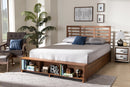 Harlow Ash Walnut Brown 4-Drawer King Size Platform Storage Bed Baxton