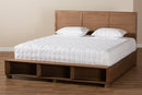 Burma Ash Walnut Brown King Size 4-Drawer Platform Storage Bed w Shelves Baxton