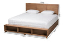Burma Ash Walnut Brown King Size 4-Drawer Platform Storage Bed w Shelves Baxton