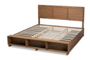 Burma Ash Walnut Brown King Size 4-Drawer Platform Storage Bed w Shelves Baxton