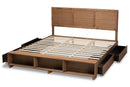 Burma Ash Walnut Brown King Size 4-Drawer Platform Storage Bed w Shelves Baxton