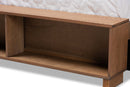 Burma Ash Walnut Brown King Size 4-Drawer Platform Storage Bed w Shelves Baxton