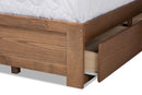 Prita Dark Gray Fabric Ash Walnut Brown Full Size 3-Drawer Platform Storage Bed Baxton