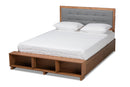 Elsie Dark Grey/Ash Walnut 4-Drawer Full Size Platform Storage Bed Baxton