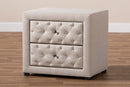 Finch Light Beige Fabric Upholstered 2-Drawer Wood Nightstand Baxton
