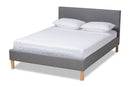 Kalani Gray Fabric Upholstered King Size Platform Bed Baxton