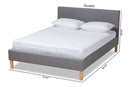 Kalani Gray Fabric Upholstered King Size Platform Bed Baxton