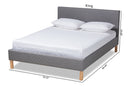 Kalani Gray Fabric Upholstered King Size Platform Bed Baxton