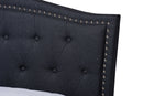 Noe Charcoal Gray Fabric Upholstered and Button Tufted King Size Platform Bed Baxton