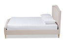 Noe Beige Fabric Upholstered and Button Tufted King Size Platform Bed Baxton