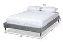 Terah Charcoal Velvet Fabric Full Size Wood Platform Bed w/Gold-Tone Leg Tips Baxton