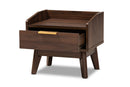 Linus Walnut Brown Finished 1-Drawer Wood Nightstand Baxton