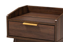 Linus Walnut Brown Finished 1-Drawer Wood Nightstand Baxton