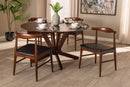 Olivia Black Faux Leather Upholstered Walnut Finished 5-Piece Wood Dining Set Baxton