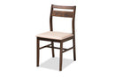 Nadira Beige Fabric Upholstered Dark Walnut-Finished 5-Piece Wood Dining Set Baxton
