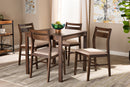 Nadira Beige Fabric Upholstered Dark Walnut-Finished 5-Piece Wood Dining Set Baxton
