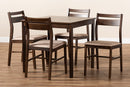 Nadira Beige Fabric Upholstered Dark Walnut-Finished 5-Piece Wood Dining Set Baxton