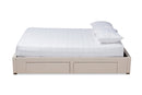Finnick Beige Fabric Upholstered 4-Drawer King Size Platform Storage Bed Baxton