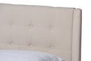 Powell Beige Fabric Upholstered King Size Wingback Platform Bed Baxton
