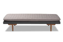 Hermes Two-Tone Gray Fabric Upholstered Walnut Daybed Baxton