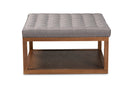 Miami Gray Fabric Upholstered Walnut Finished Cocktail Ottoman Baxton