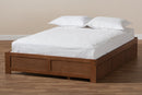 Wycliff Walnut Finished 3-Drawer Full Size Platform Storage Bed Baxton